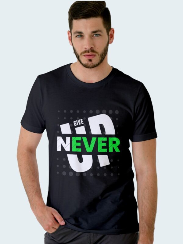 Never Give Up -Cotton Bio-Washed T-Shirt