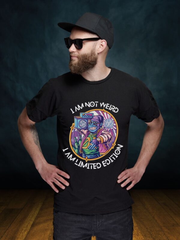 I Am Not Weird, I Am Limited Edition" Black Printed T-Shirt