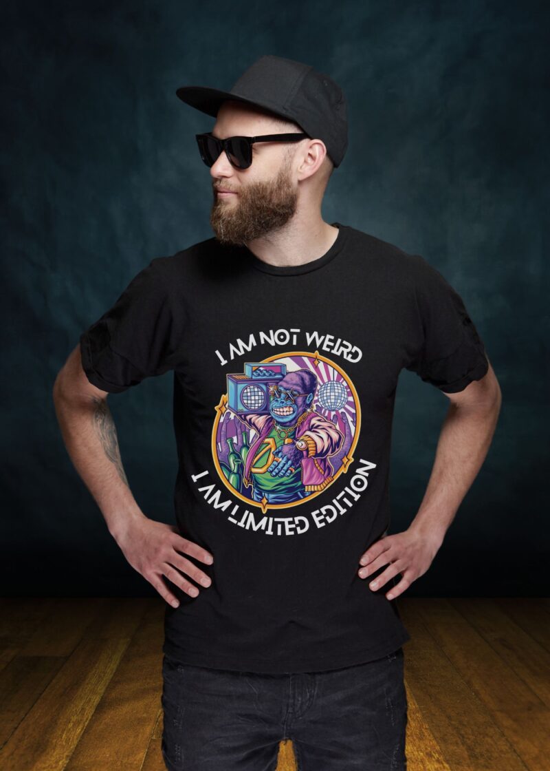 I Am Not Weird, I Am Limited Edition" Black Printed T-Shirt