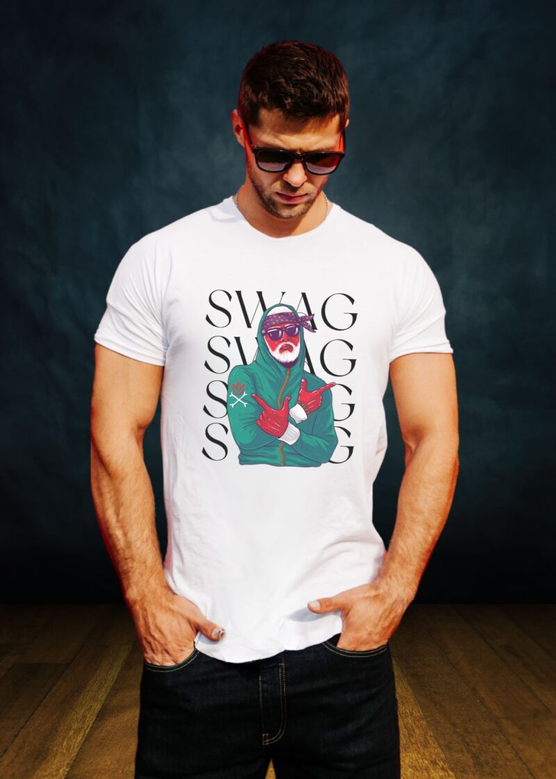 Swag Boy Black Round Neck Cotton T-shirt