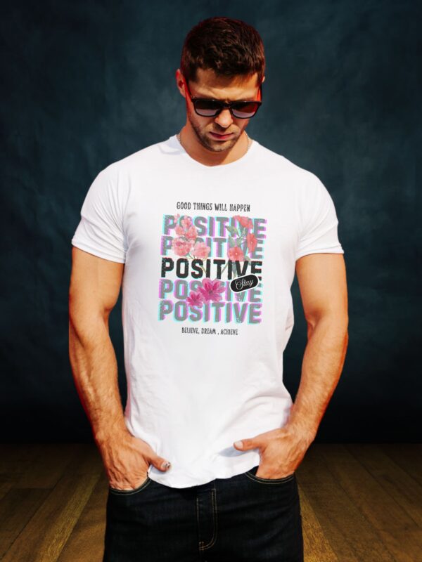 Stay Positive Black Printed T-Shirt