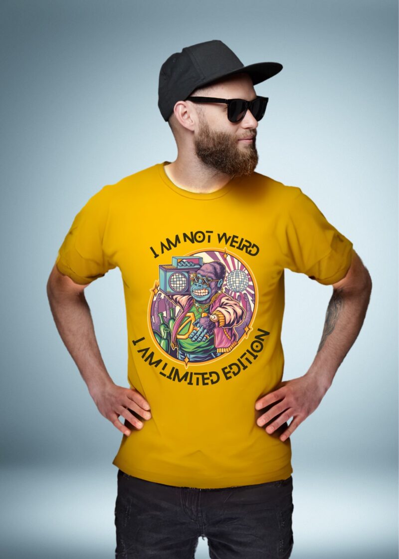I Am Not Weird, I Am Limited Edition" Black Printed T-Shirt - Image 2
