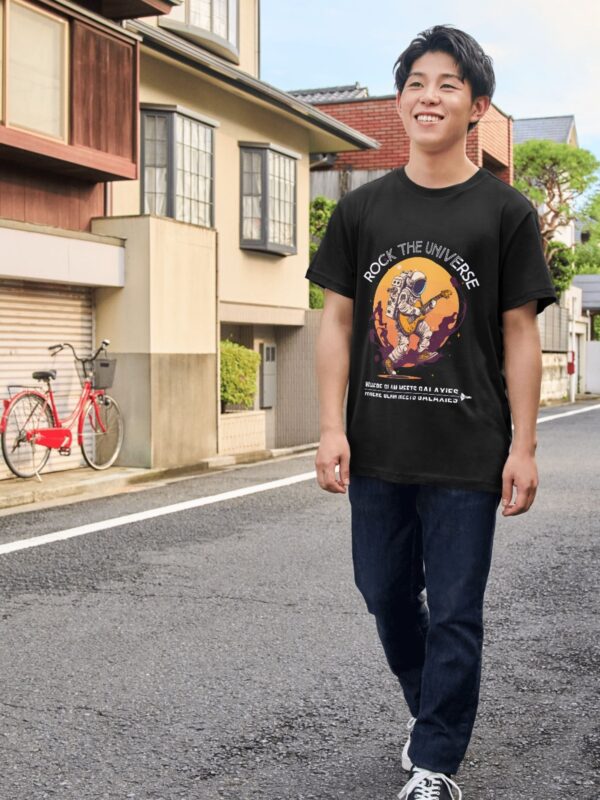 Rock the Universe Black Printed T-Shirt