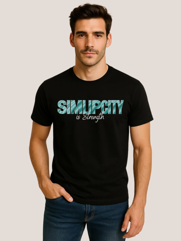 Classic Fit-Graphic Print T-Shirt-"SIMPLICITY IS STRENGTH"