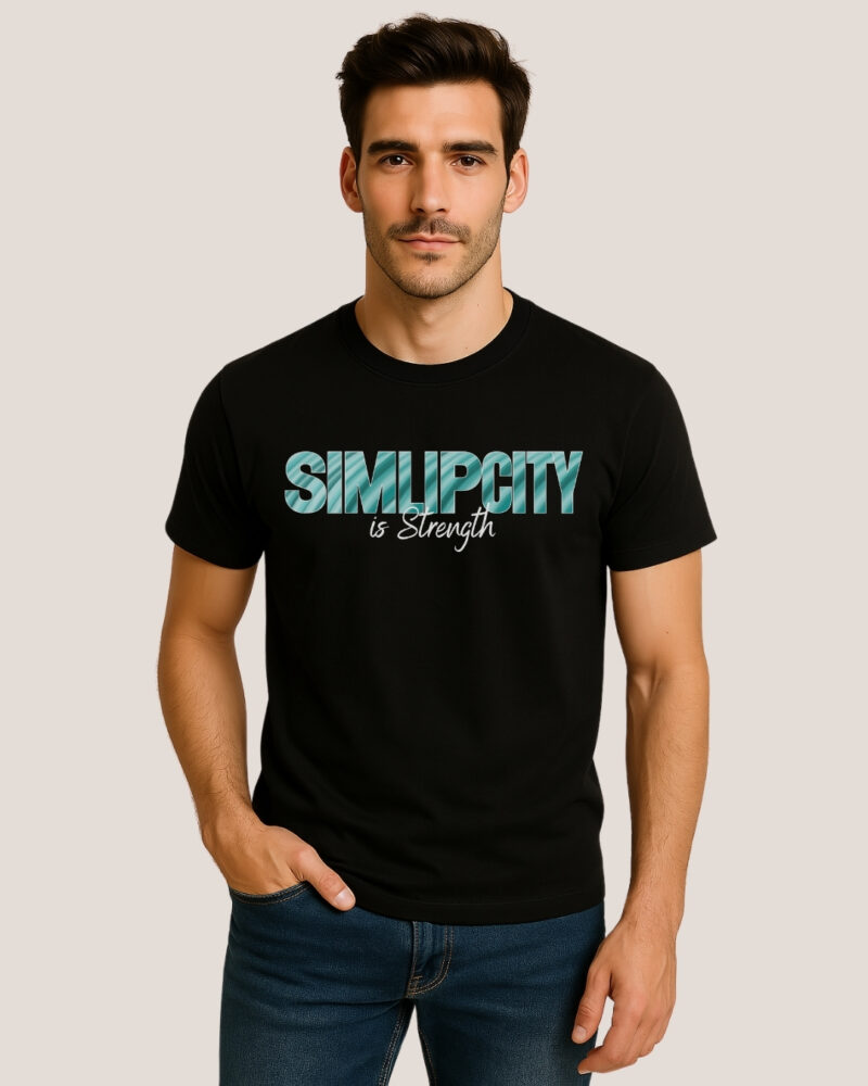 Classic Fit-Graphic Print T-Shirt-"SIMPLICITY IS STRENGTH"