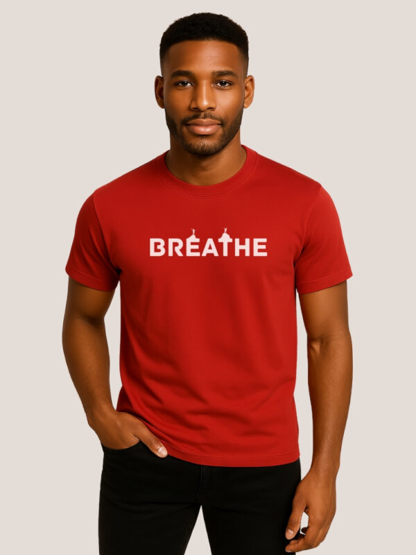 Classic Fit-Graphic Print T-Shirt-"BREATHE"