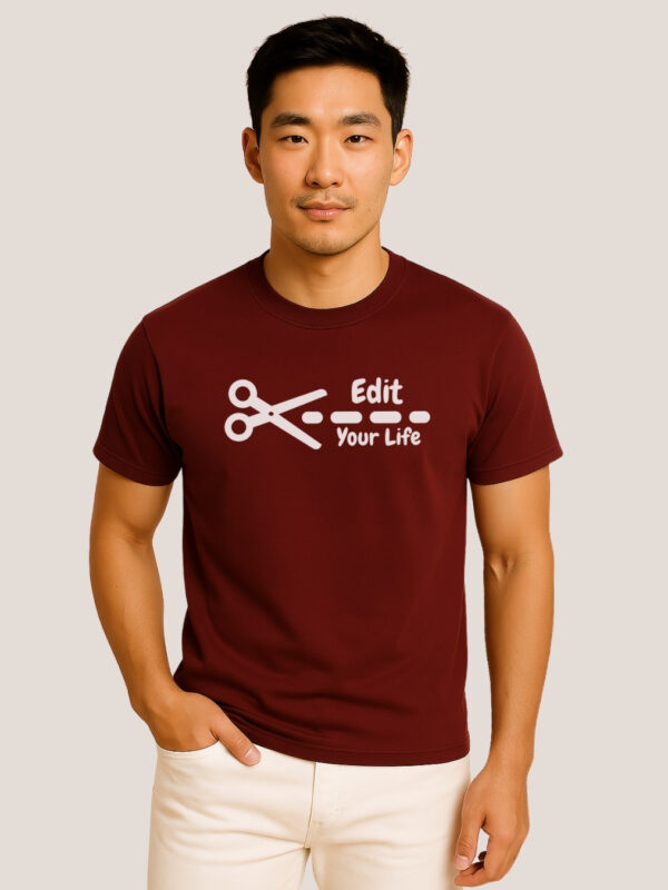 Classic Fit-Graphic Print T-Shirt-'EDIT YOUR LIFE"