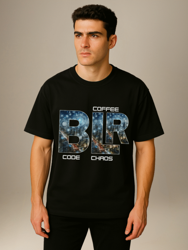 City Soul Collection-Oversize T-shirt-"BLR-Coffee,Code,Chaos"-Bengaluru