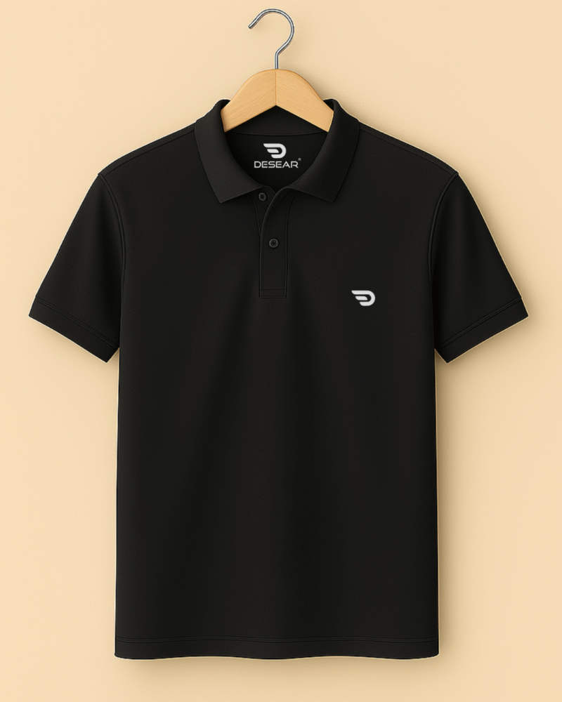 Everyday Edge Black Polo – Featuring Desear’s Signature Mark - Image 2