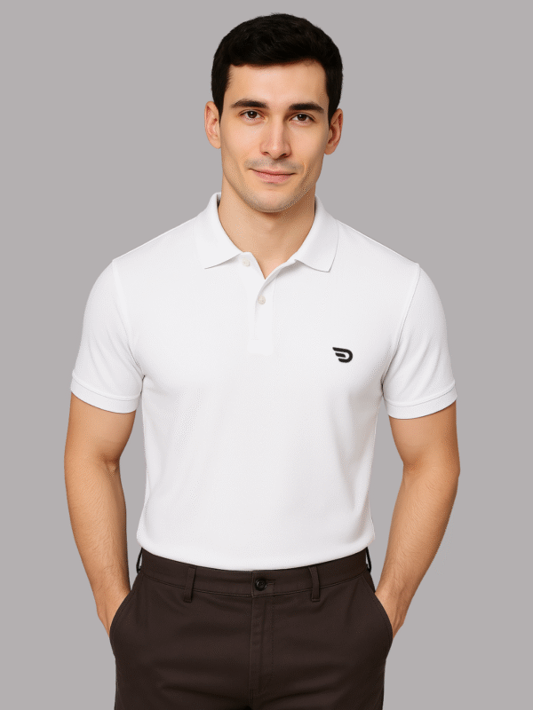 Everyday Edge White Polo – Featuring Desear’s Signature Mark