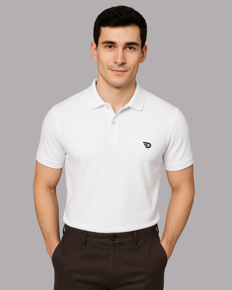 Everyday Edge White Polo – Featuring Desear’s Signature Mark