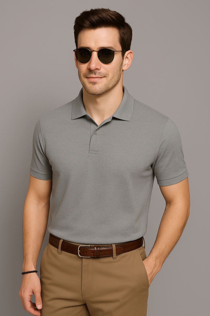 Desear Polo Solid Grey T-Shirt