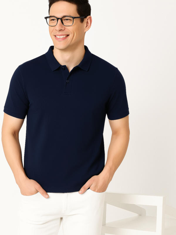 Desear Polo Solid Navy Blue T-Shirt