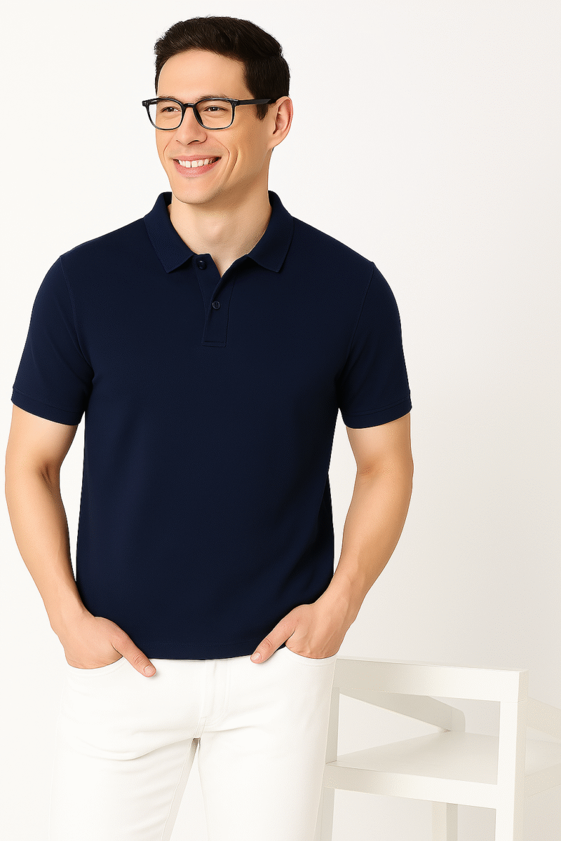 Desear Polo Solid Navy Blue T-Shirt