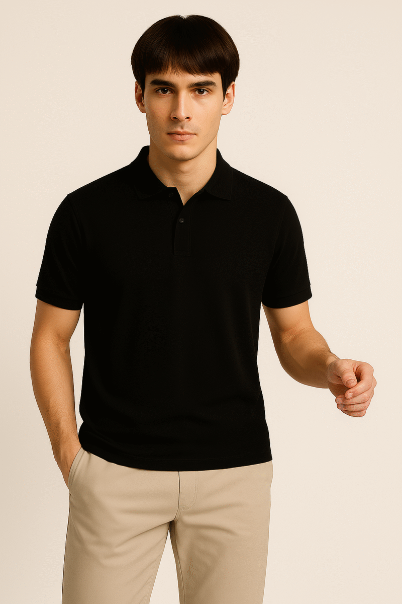 Desear Solid Polo Black T-Shirt