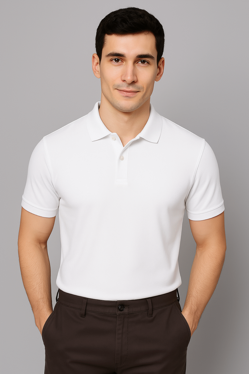 Desear Solid Polo White T-Shirt