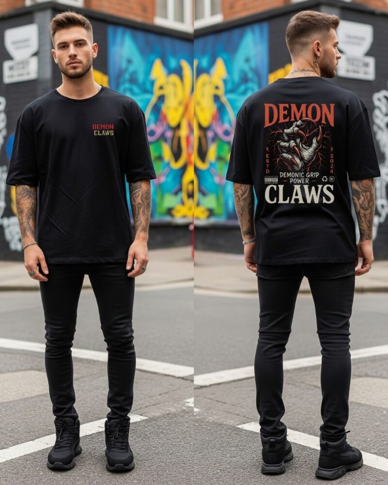 Evil Collection-Oversized Graphic print Tee-"Demon Claws" - Image 5