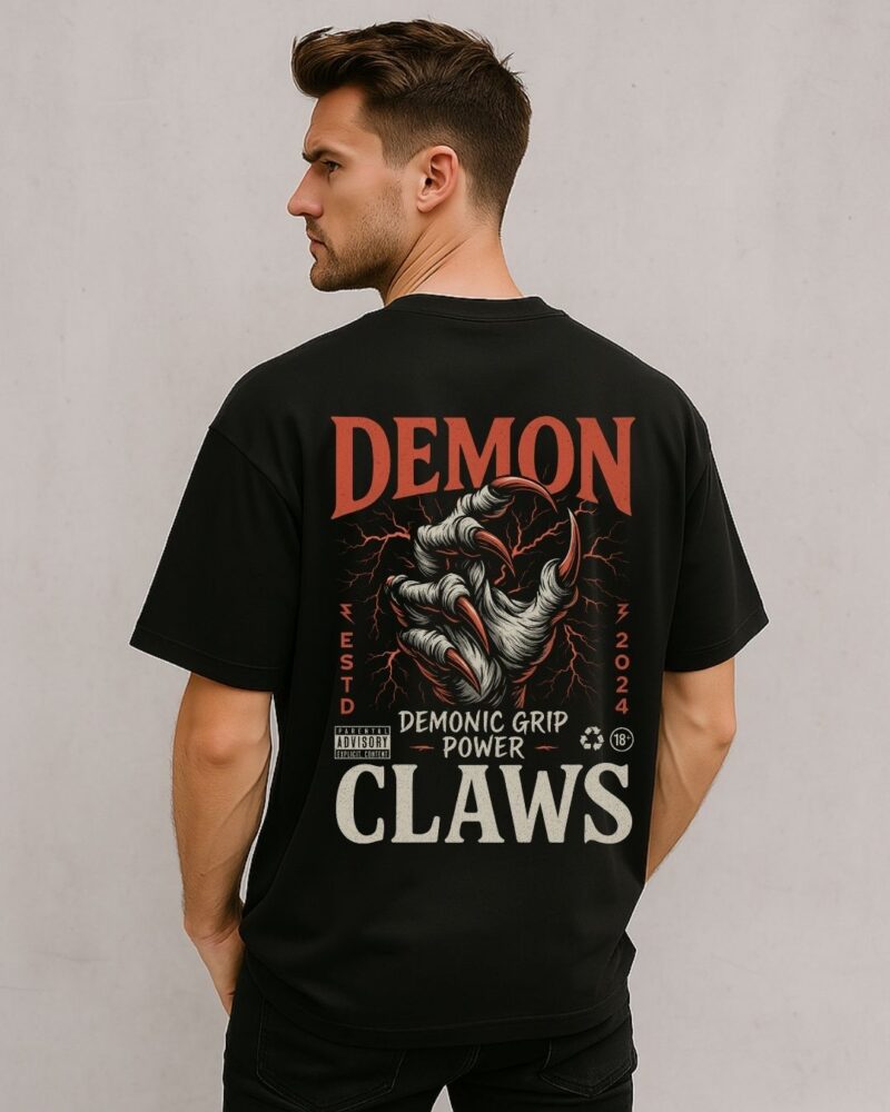 Evil Collection-Oversized Graphic print Tee-"Demon Claws"