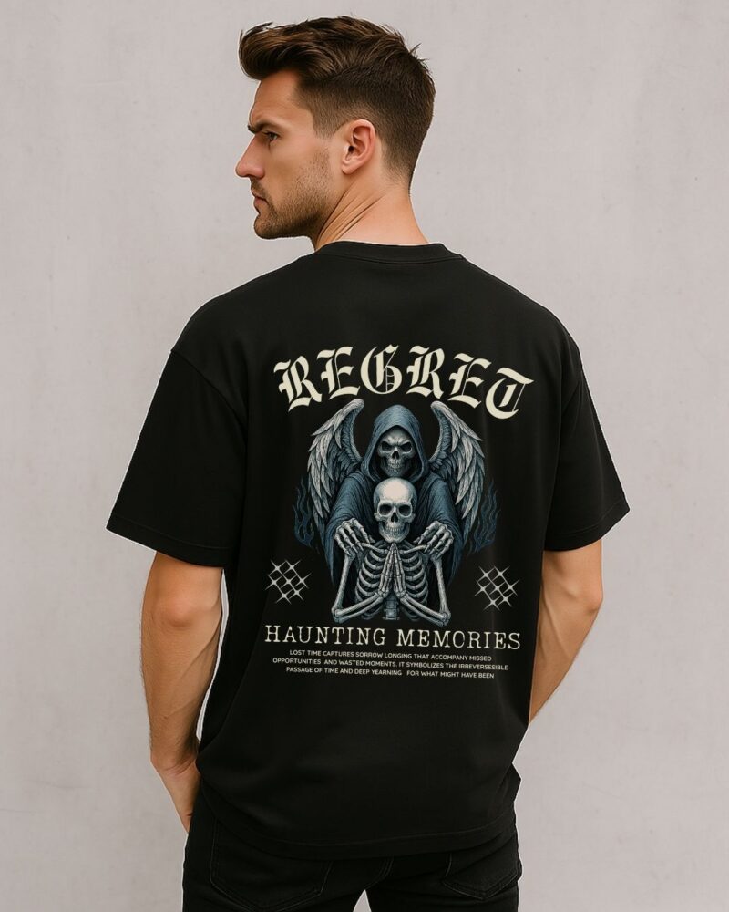 Evil Collection-Oversized Graphic Print Tee- "REGRET-Haunting Memories"