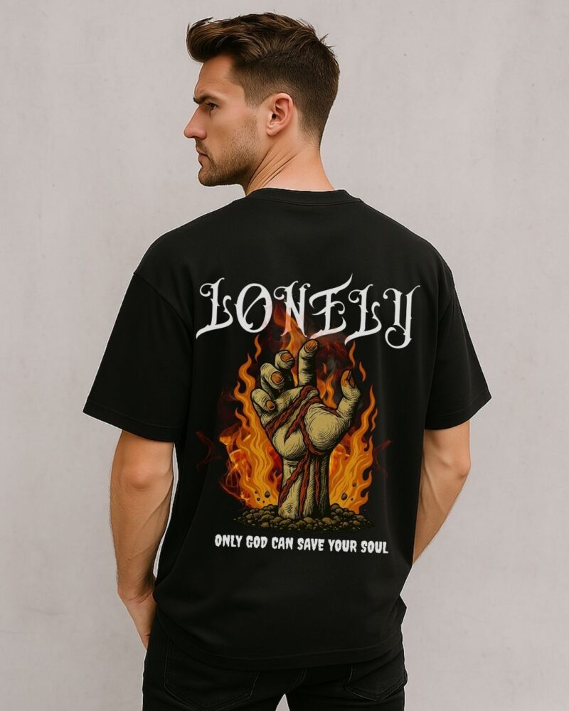 Evil Collection-Oversized Graphic Print Tee-'LONELY"