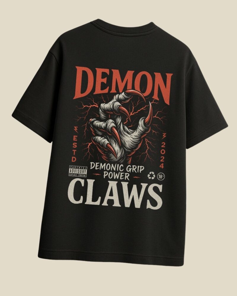 Evil Collection-Oversized Graphic print Tee-"Demon Claws" - Image 3