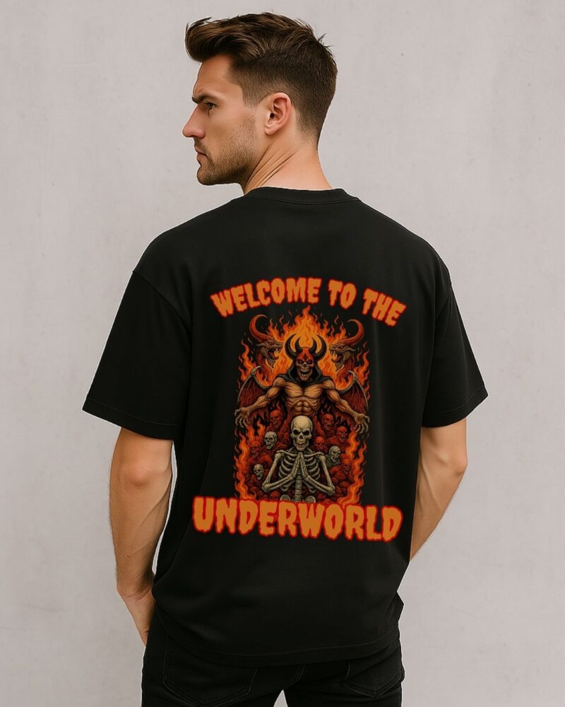 Evil Collection-Oversized Graphic Print Tee-'Welcome To The UDERWORLD"