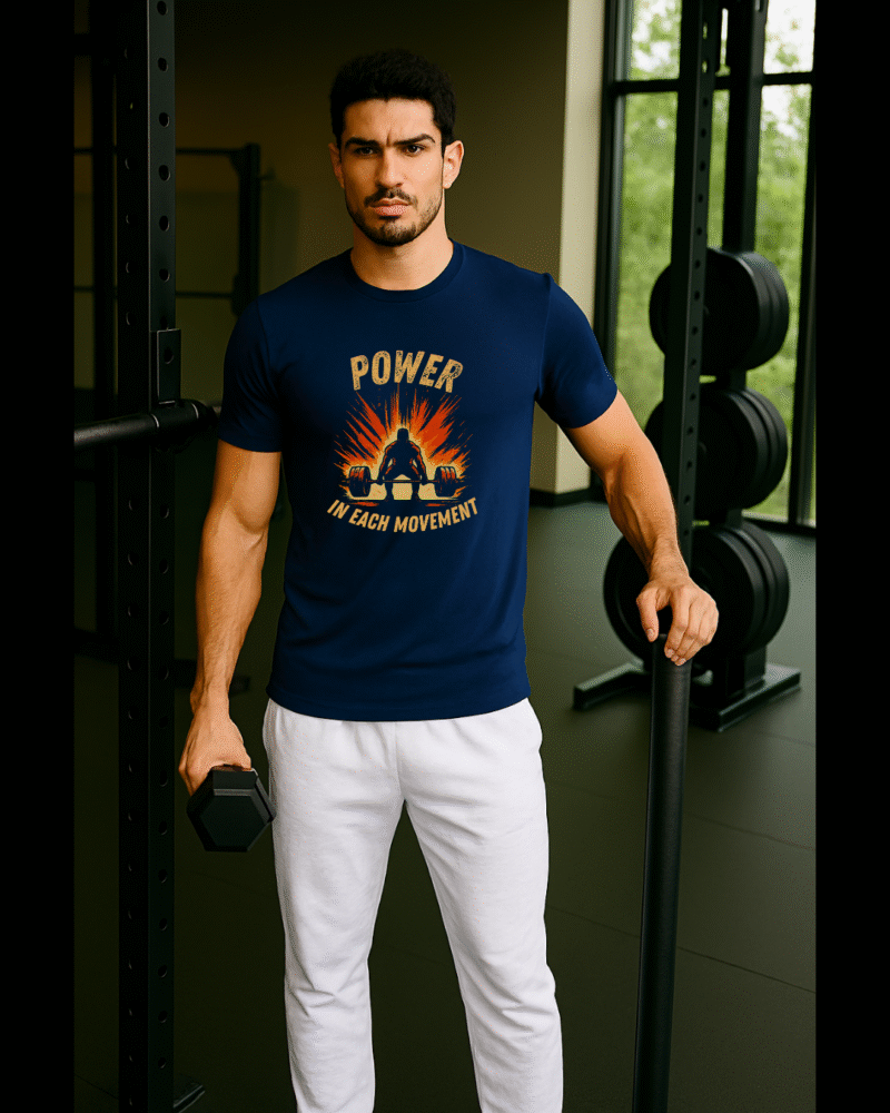 Active wear Cotton T-shirt-"POWER IN EACH MOVEMENT"