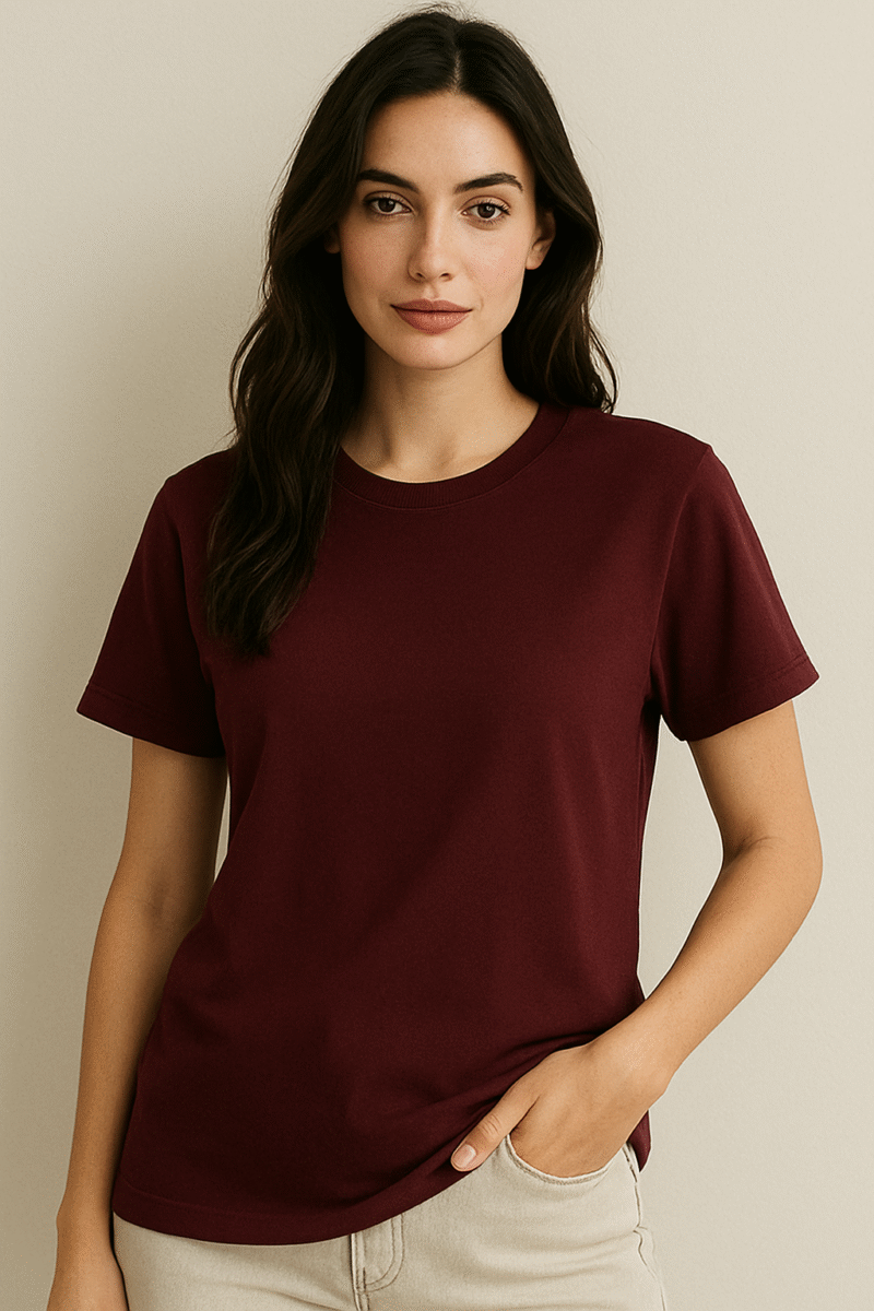 Desear Boyfried Fit Solid Maroon - Image 2