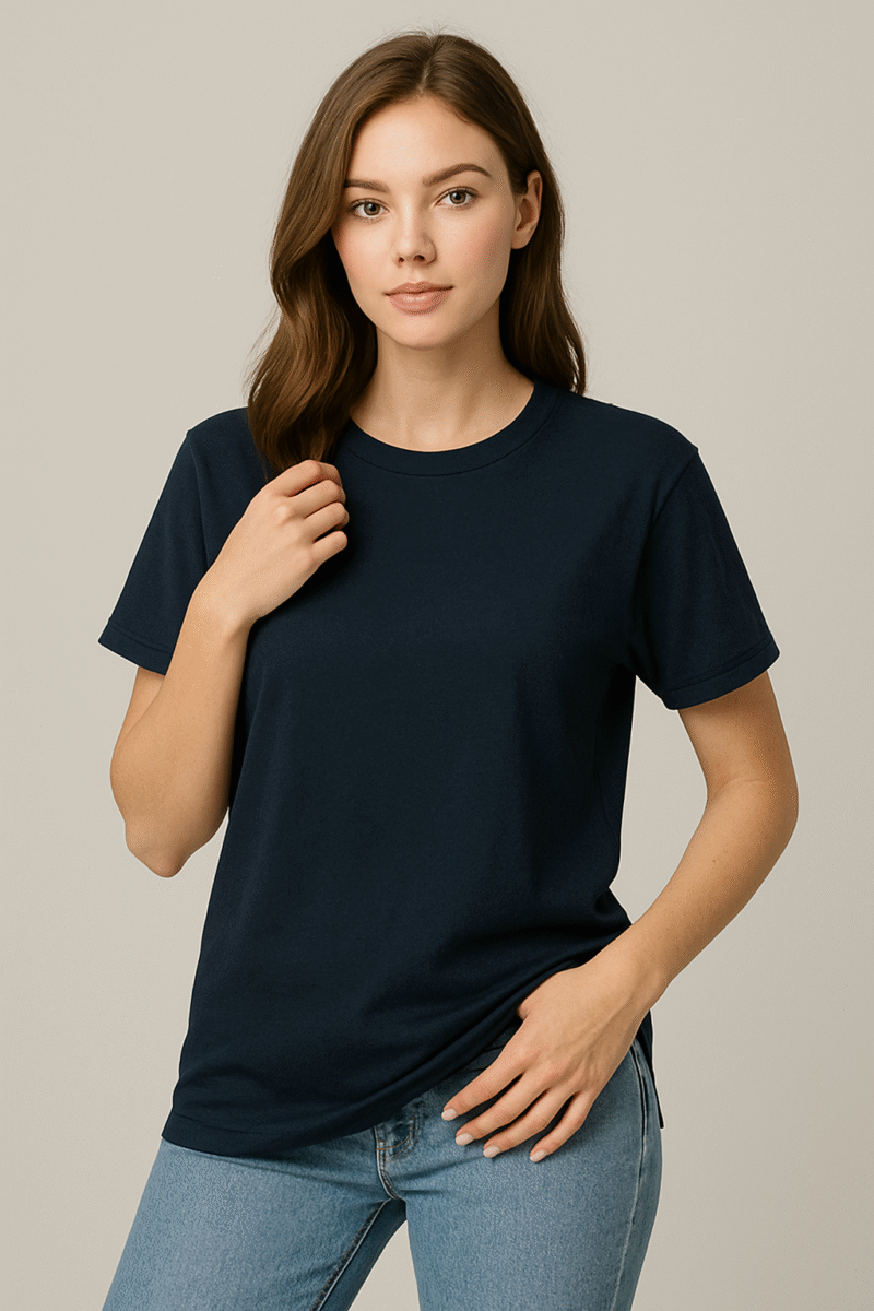 Desear Boyfriend Fit Solid Navy Blue - Image 2