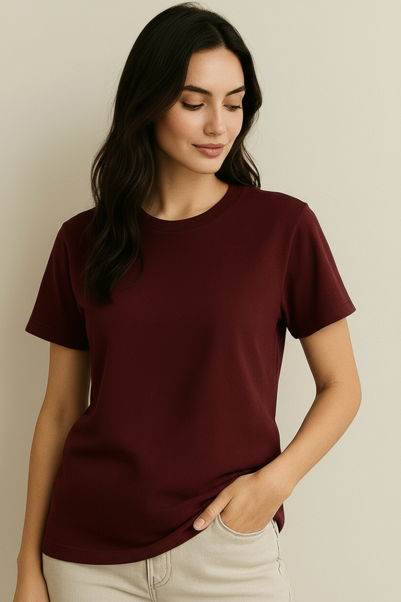 Desear Boyfried Fit Solid Maroon